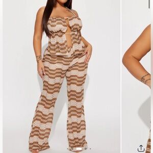 Mocha Patterned Pant Set